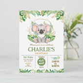 Cute Koala Floral Sage Greenery 2nd Birthday 招待状 (スタンド正面)