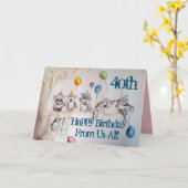 Cute Koala Happy 40th Birthday from Us All Card カード (黄色い花)