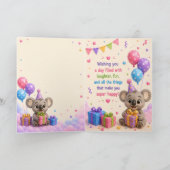 Cute Koala Happy Birthday Card for Kids | Adorable カード (内部)