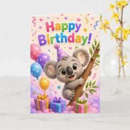 Cute Koala Happy Birthday Card for Kids | Adorable カード