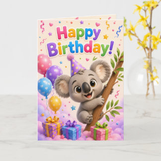 Cute Koala Happy Birthday Card for Kids | Adorable カード
