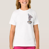 Cute Koala Hugging Giant Spoon in Oatmeal Bowl Tシャツ (正面)