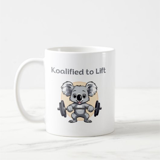 Cute koala lifting weights - koalified to lift コーヒーマグカップ (左)