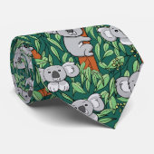 Cute Koala Pattern Dark Green ネクタイ (ロール)