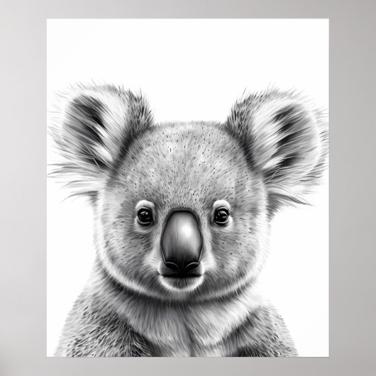Cute Koala Portrait Black white   ポスター (正面)