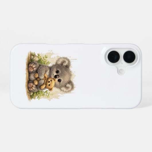 Cute Koala Teddy iPhone 16 Case – Adorable Gift 16ケース (裏面横)