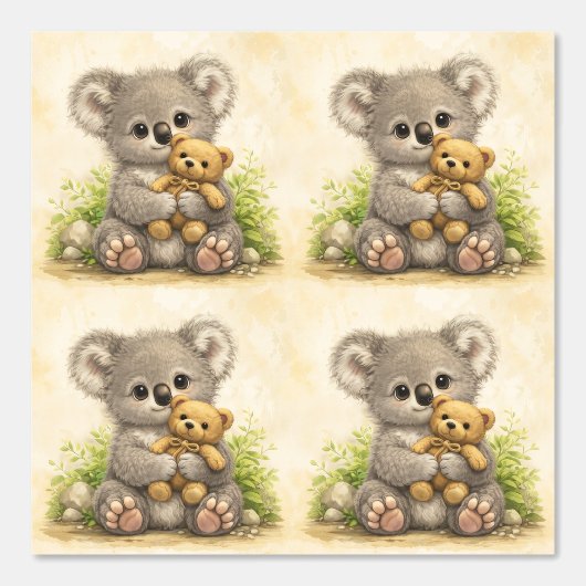 Cute Koala Teddy Pattern Wallpaper Kawaii 壁紙 (正面)