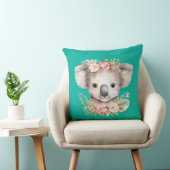 Cute Koala Turquoise Throw Pillow クッション (椅子)