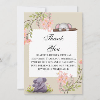 Cute Koala Wedding Thank You Card – Grateful Heart サンキューカード