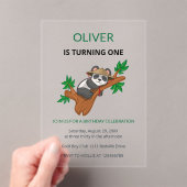 Cute Koala Wild Animal Kids First Birthday アクリル招待状 (インサイチュ (ポータブル))