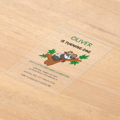 Cute Koala Wild Animal Kids First Birthday アクリル招待状 (レイダウン)