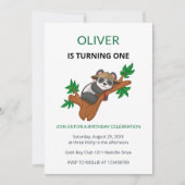 Cute Koala Wild Animal Kids First Birthday 招待状 (正面)