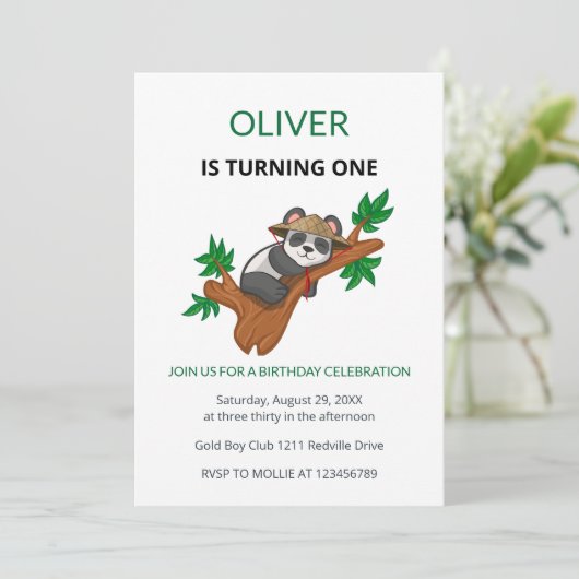 Cute Koala Wild Animal Kids First Birthday Invitat 招待状 (スタンド正面)