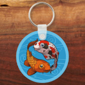 Cute Koi Carp Friends Swimming Yin Yang Cartoon キーホルダー (裏面)
