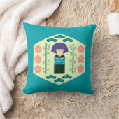 Cute Kokeshi Doll Hexagon Pattern クッション (ブランケット)