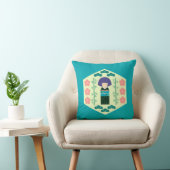 Cute Kokeshi Doll Hexagon Pattern クッション (椅子)