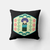 Cute Kokeshi Doll Hexagon Pattern クッション (裏面)