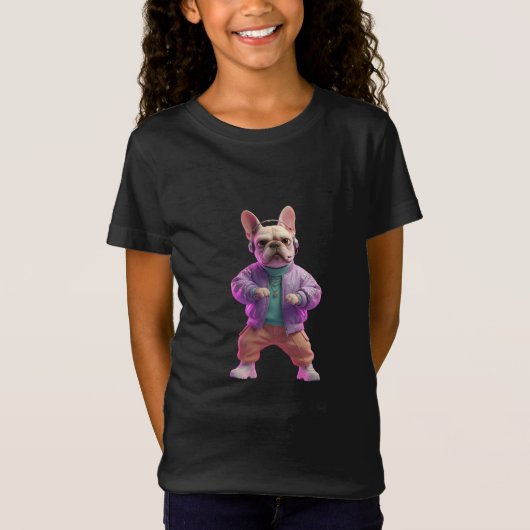 Cute Kpop Bulldog Dancer Anime Graphic T-Shirt Tシャツ (正面)