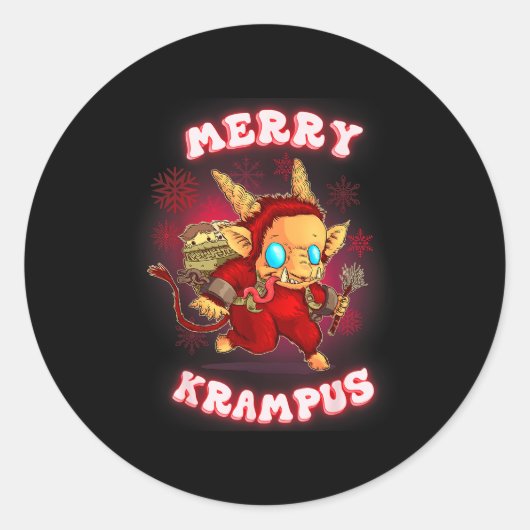 Cute Krampus Pajamas Kids Mens Womens Christmas ラウンドシール (正面)