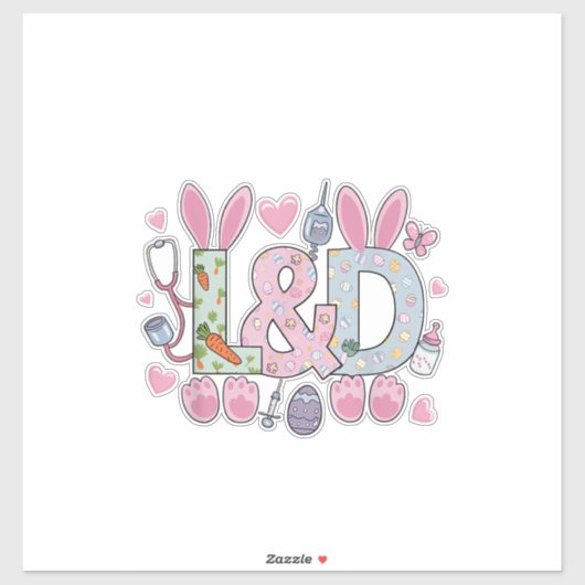 Cute L&D Labor and Delivery Nurse Easter Bunny Egg シール (シート)