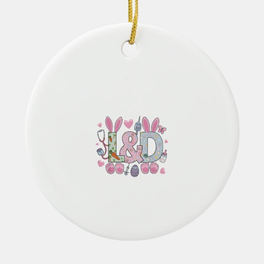 Cute L&D Labor and Delivery Nurse Easter Bunny Egg セラミックオーナメント (正面)