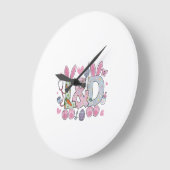 Cute L&D Labor and Delivery Nurse Easter Bunny Egg ラージ壁時計 (傾斜)