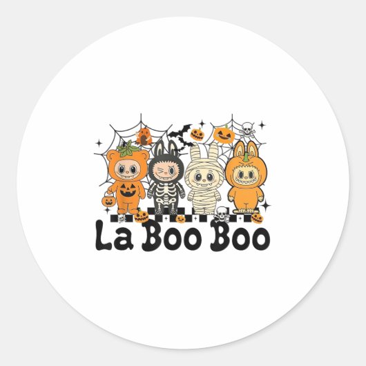 Cute Laboo Boo Ghost Halloween For Adults And Kids ラウンドシール (正面)