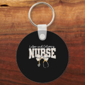 Cute Labor And Delivery Nurse Stethoscope Coquette キーホルダー (正面)