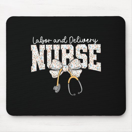 Cute Labor And Delivery Nurse Stethoscope Coquette マウスパッド (正面)