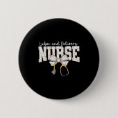 Cute Labor And Delivery Nurse Stethoscope Coquette 缶バッジ (正面)