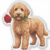 ‏Cute Labradoodle Dog シール (正面)