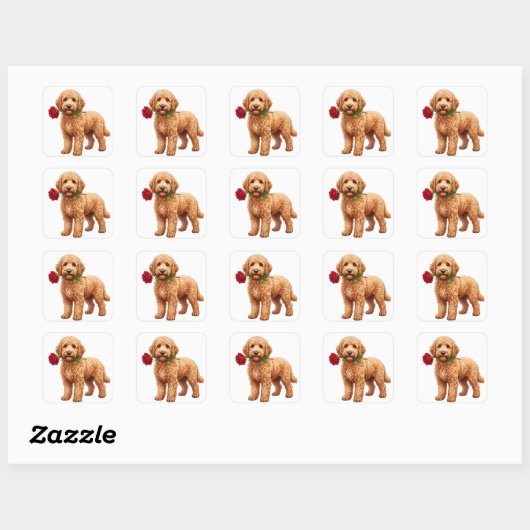 ‏Cute Labradoodle Dog スクエアシール (シート)
