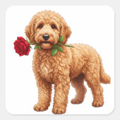 ‏Cute Labradoodle Dog スクエアシール (正面)
