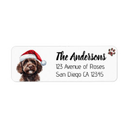 Cute Labradoodle with Santa Hat ラベル