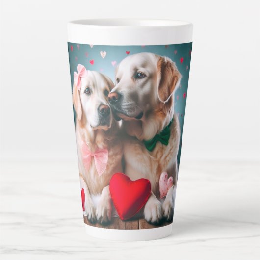 Cute labrador couple valentine's day カフェラテマグ (正面)