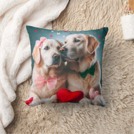 Cute labrador couple valentine's day クッション