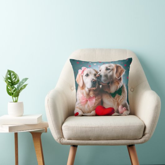 Cute labrador couple valentine's day クッション (椅子)