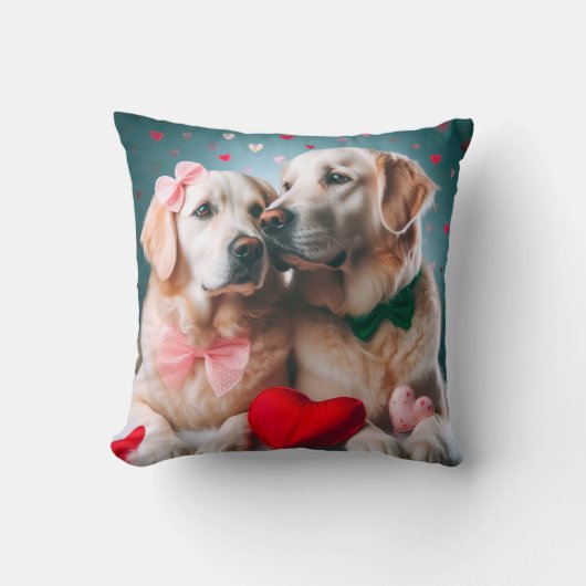 Cute labrador couple valentine's day クッション (正面)