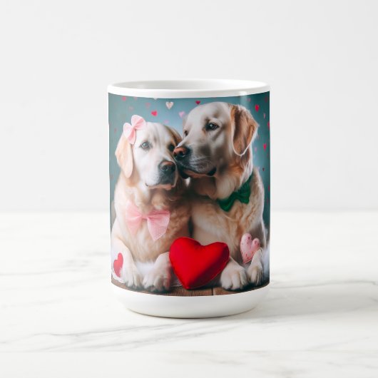 Cute labrador couple valentine's day コーヒーマグカップ (中央)