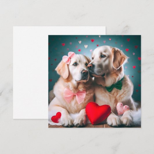 Cute labrador couple valentine's day シーズンカード (正面/裏面)