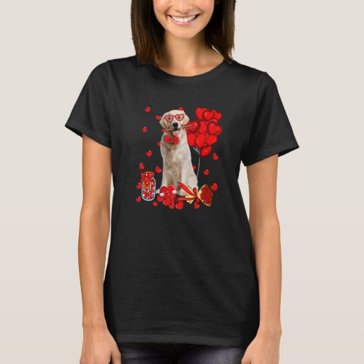 Cute Labrador Dog Funny Heart Valentine's Day Dog  Tシャツ (正面)