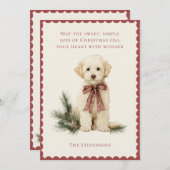 Cute Labrador Dog Pine Red Rustic Christmas シーズンカード (正面/裏面)