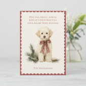 Cute Labrador Dog Pine Red Rustic Christmas シーズンカード (スタンド正面)