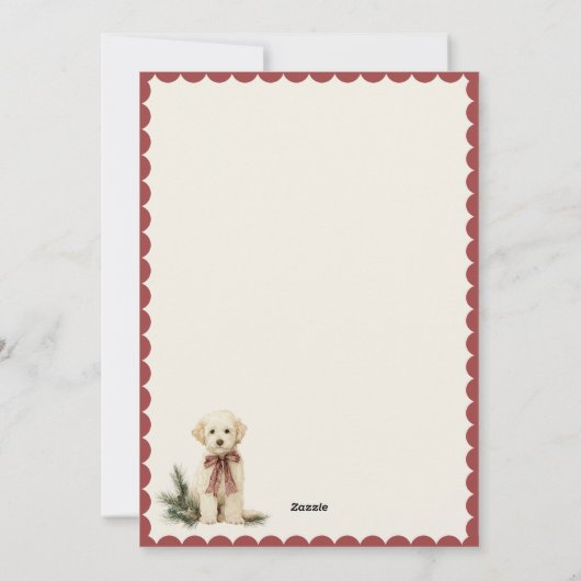 Cute Labrador Dog Pine Red Rustic Christmas シーズンカード (裏面)