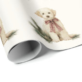 Cute Labrador Dog Red Bow Christmas Wrapping Paper ラッピングペーパー (ロールコーナー)