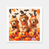 Cute labrador puppies halloween スタンダードカクテルナプキン (正面)