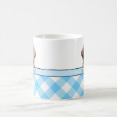 Cute Labrador Puppy Best Dog Mom Blue Gingham コーヒーマグカップ (中央)