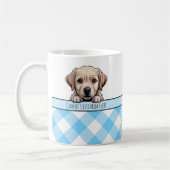 Cute Labrador Puppy Best Dog Mom Blue Gingham コーヒーマグカップ (左)