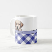 Cute Labrador Puppy Best Dog Mom Dark Blue Gingham コーヒーマグカップ (正面左)