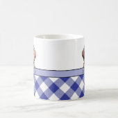 Cute Labrador Puppy Best Dog Mom Dark Blue Gingham コーヒーマグカップ (中央)